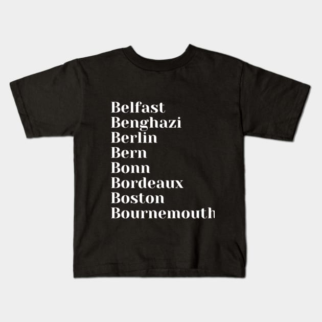 Famous Cities starting with B Mug, Mask, Pin Kids T-Shirt by DeniseMorgan